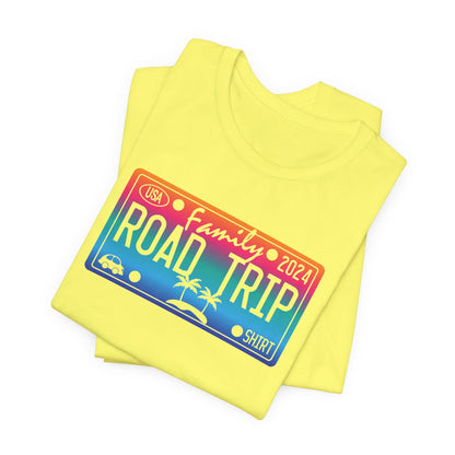 License Plate Family Road Trip 2024, Adult, Unisex Jersey Short Sleeve Tee Express Delivery available