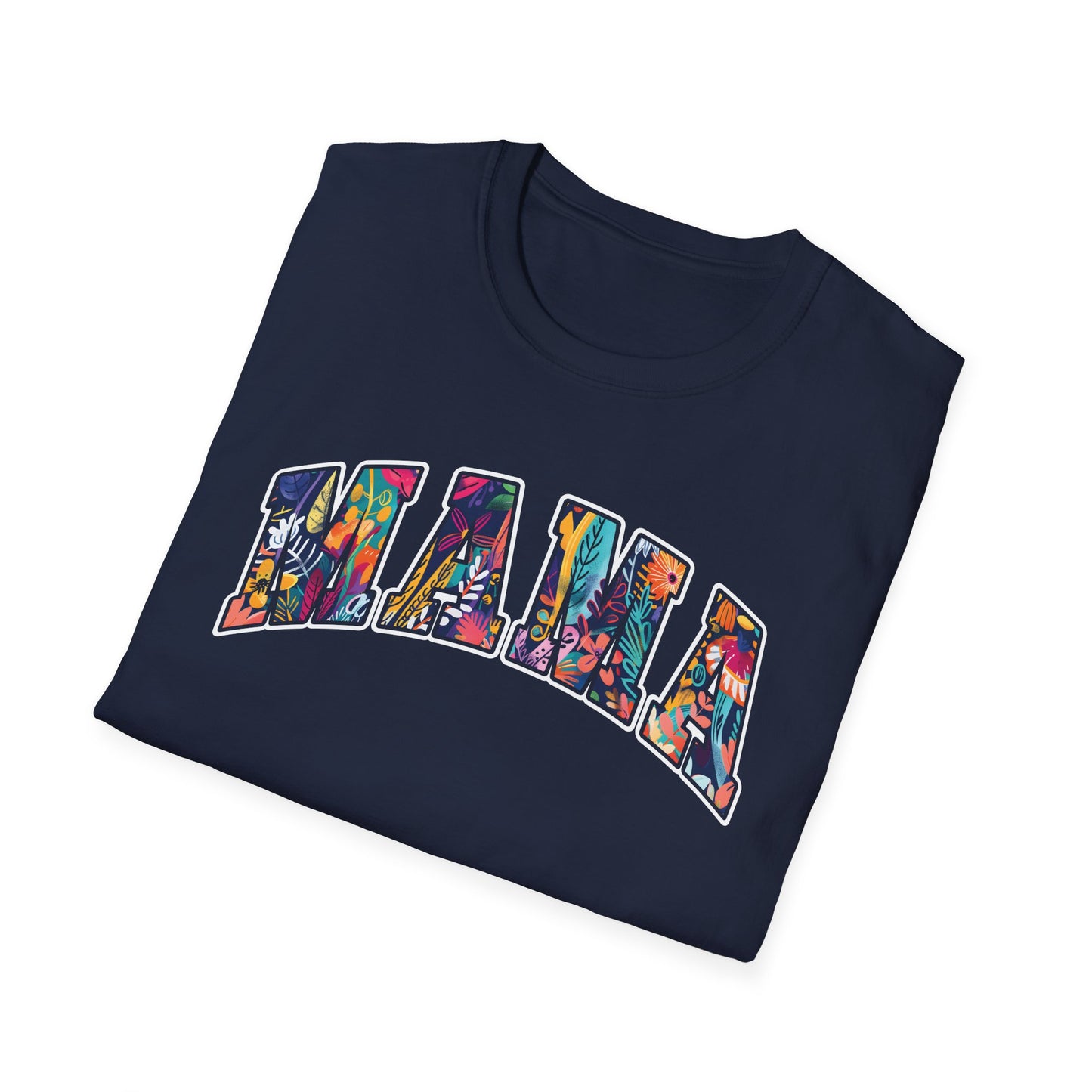 Floral "MAMA" Shirt – Bold, Bright, and Beautiful - Unisex Softstyle T-Shirt