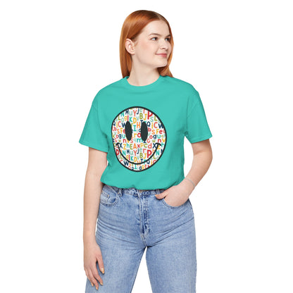 Alphabet Smiley Face Tee - Colorful and Cute - Express Delivery available