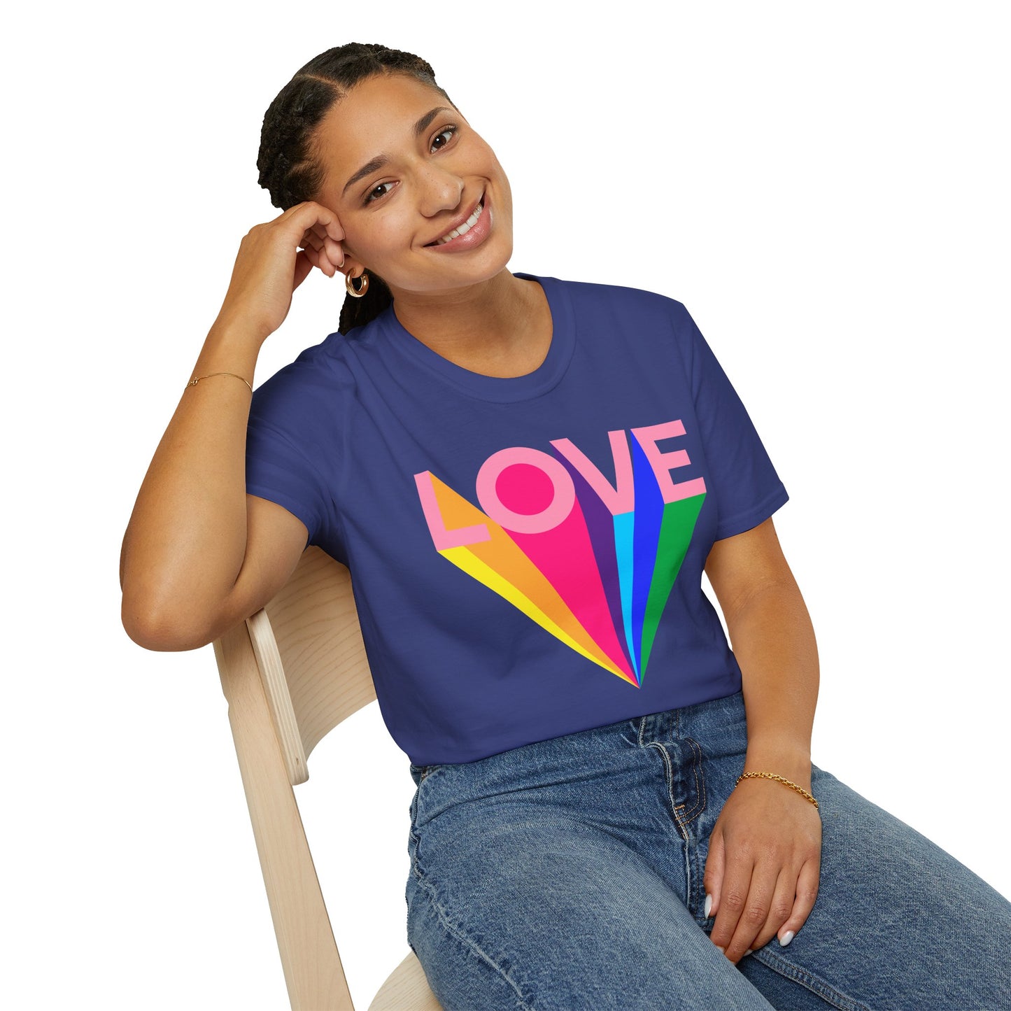 Love Rainbow Pop Out Unisex T-Shirt, Rainbow Love Tee, Colorful Graphic Shirt, Valentine's T-shirt