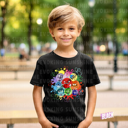 Kids Tee, Inside Out Characters Headshot Design, It's Okay to Feel All the Feels, Joy Sadness Fear Disgust Anger, Children's Shirt