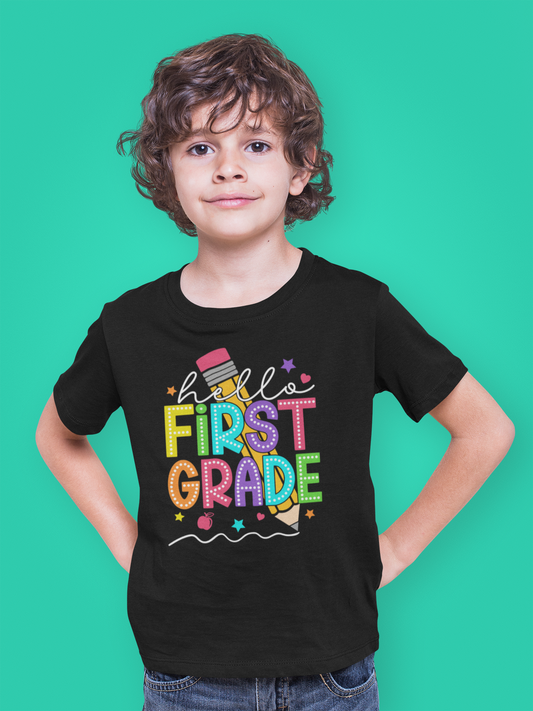 Hello First, Grade Back to School Shirt, 1st Grade, Elementary School