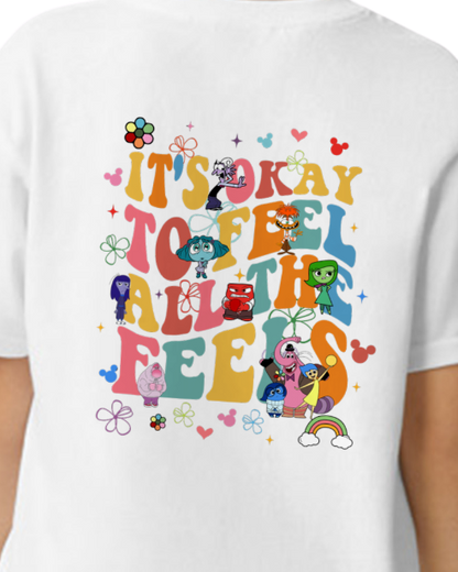 Kids Tee, Inside Out Characters Headshot Design, It's Okay to Feel All the Feels, Joy Sadness Fear Disgust Anger, Children's Shirt