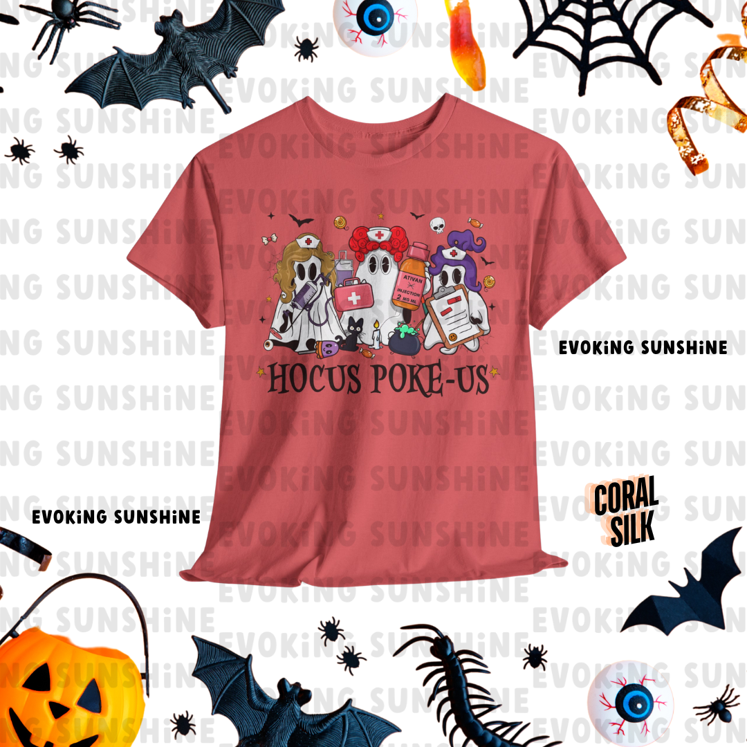 Hocus Poke-Us Tee, Halloween Nurse Shirt, Sanderson Sisters Costume, Spooky Ghost T-shirt, Medical Theme Apparel, Express Delivery available