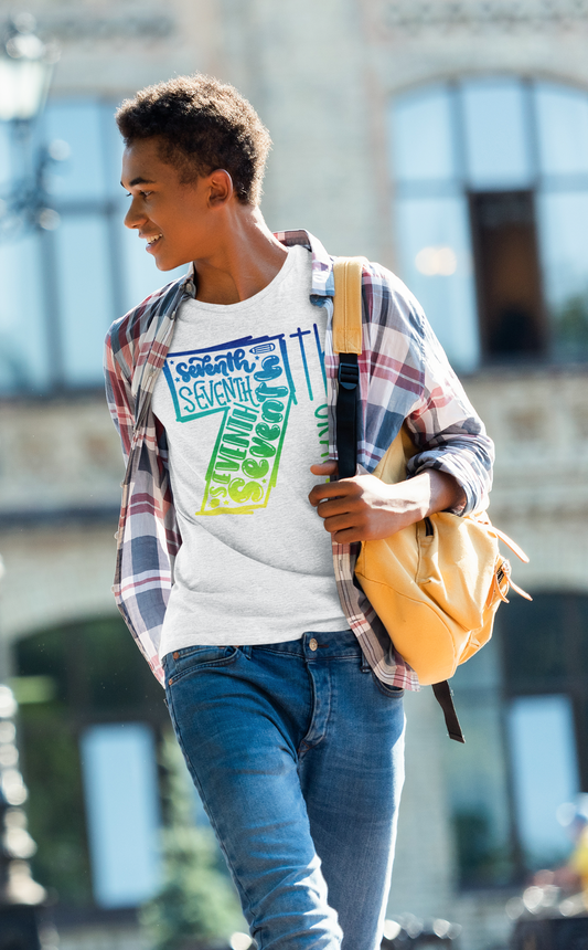 7th Grade Celebration Short Sleeve Tee, Middle School, School Year, Seventh grade