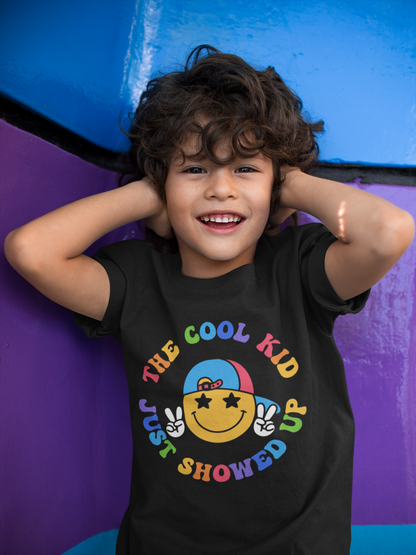 The Cool Kid Just Showed Up, Youth Short Sleeve Tee, Smiley Face