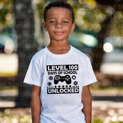 Level 100 School Days Unlocked  T-Shirt, School Spirt, Youth shirt
