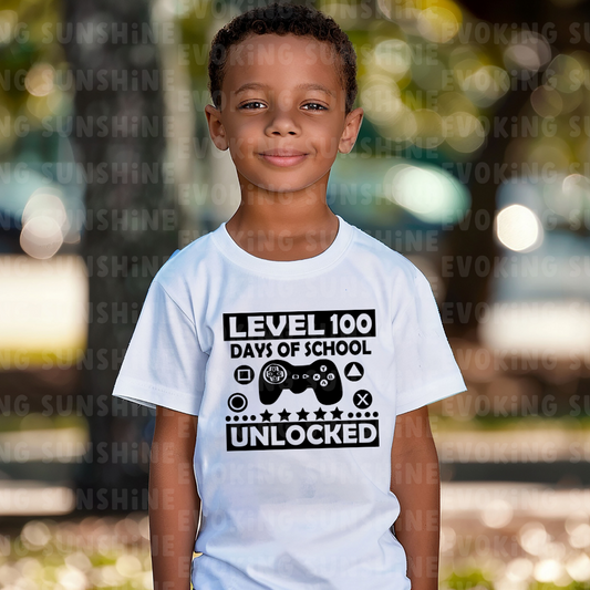 Level 100 School Days Unlocked  T-Shirt, School Spirt, Youth shirt