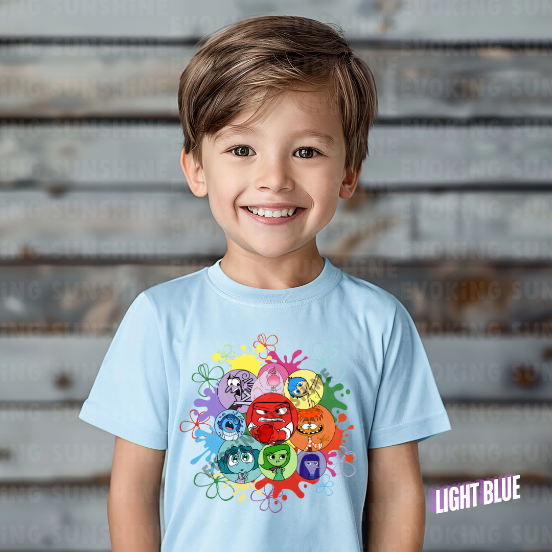 Kids Tee, Inside Out Characters Headshot Design, It's Okay to Feel All the Feels, Joy Sadness Fear Disgust Anger, Children's Shirt