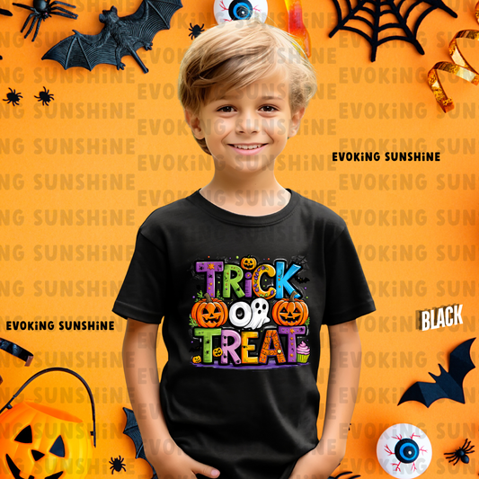 Halloween Kids Tee, Trick or Treat Shirt for Children, Pumpkin and Ghost T-Shirt, Halloween Costume Top, Halloween Youth Clothing