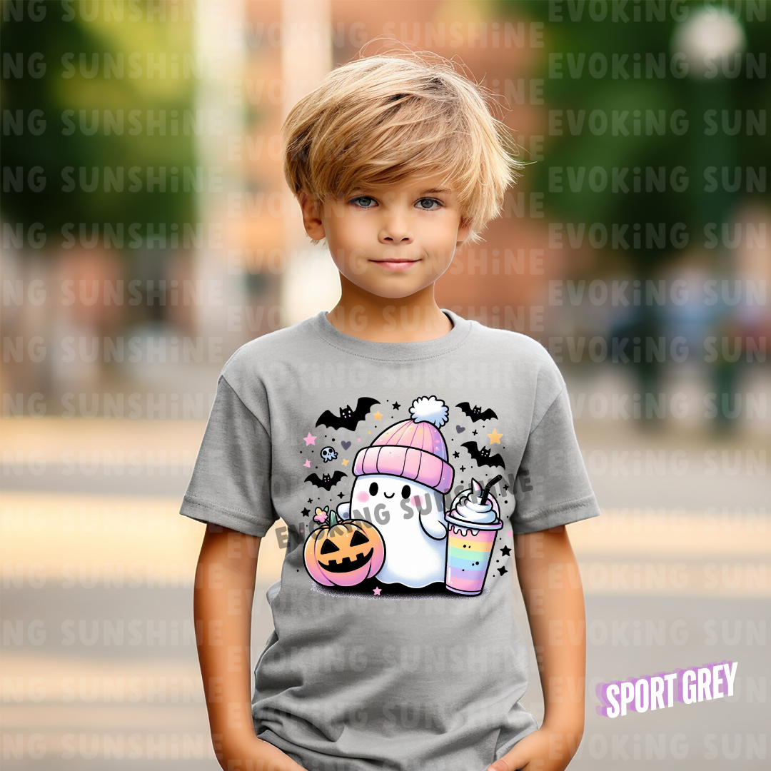 Pretty in Pastel - Cute Ghost - Halloween Shirt - Kids Tee