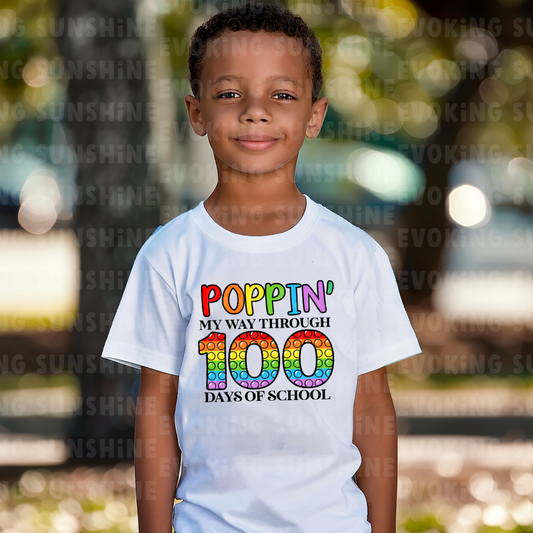 Poppin' My Way Through 100 Days of School T-Shirt, School Spirt, Youth shirt