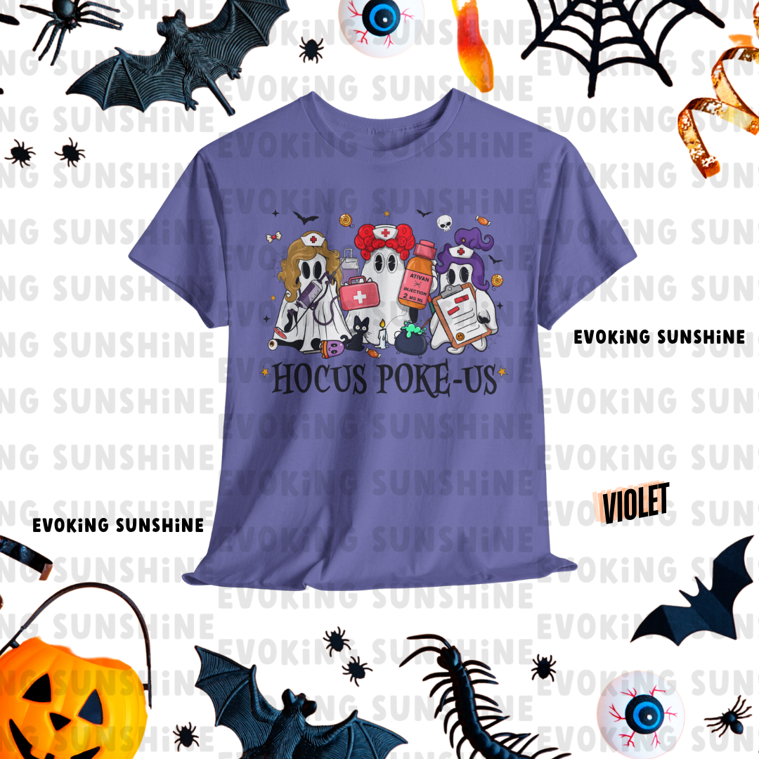 Hocus Poke-Us Tee, Halloween Nurse Shirt, Sanderson Sisters Costume, Spooky Ghost T-shirt, Medical Theme Apparel, Express Delivery available